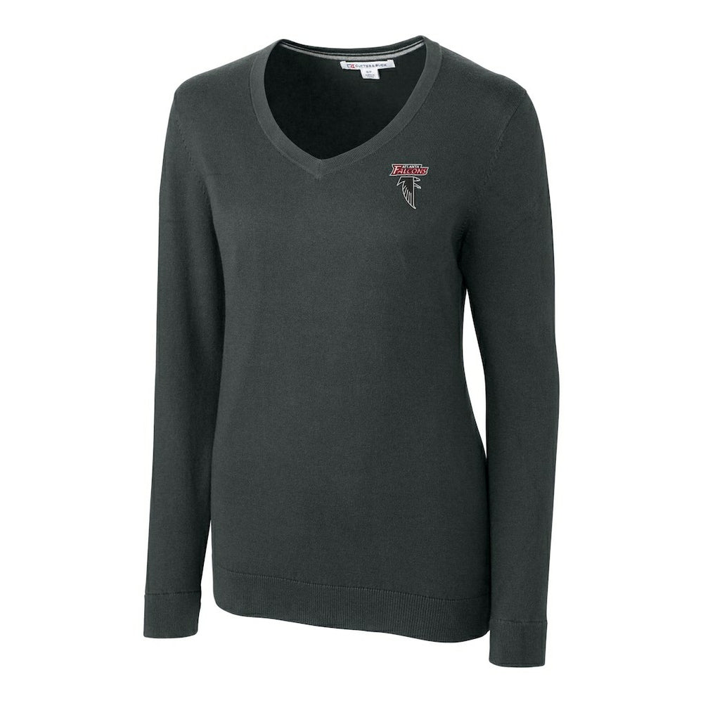 Atlanta Falcons Cutter & Buck Women's Throwback Logo Lakemont Tri-Blend V-Neck Pullover Sweater - Heather Charcoal discount