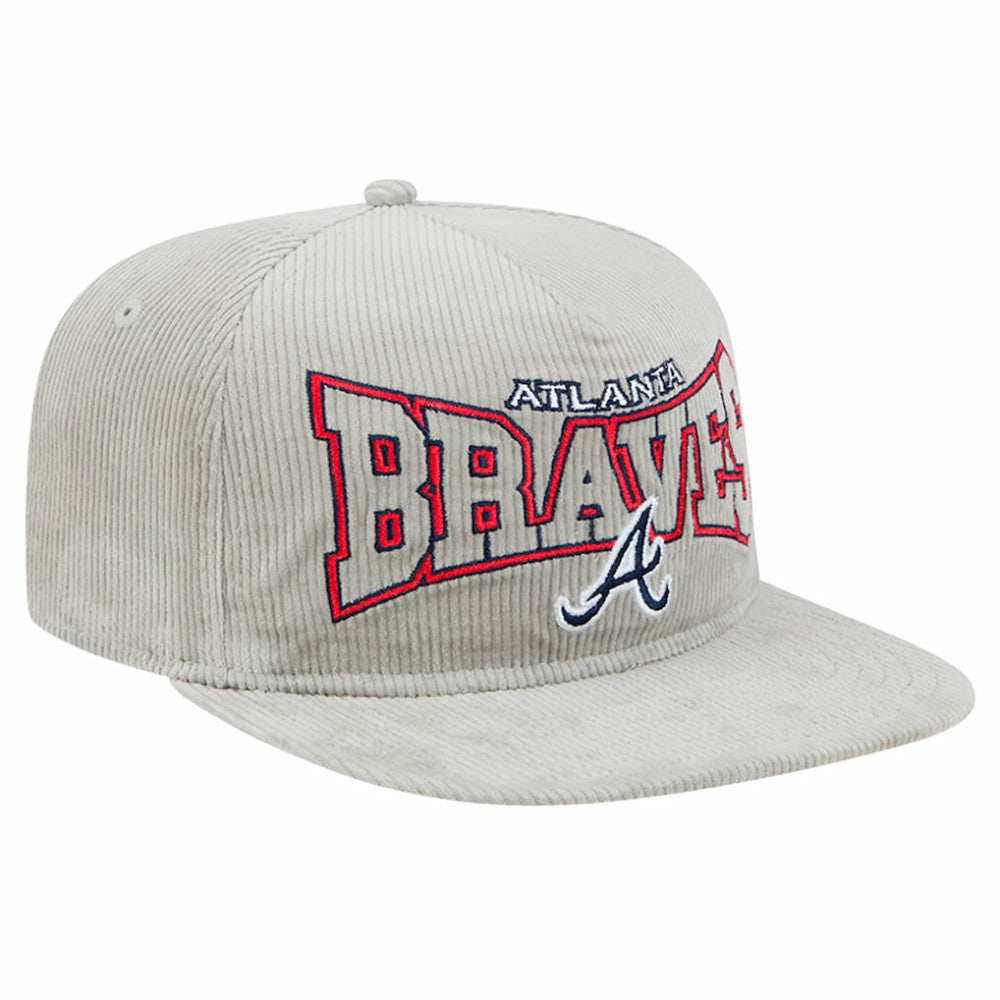 Atlanta Braves Gray Corduroy Golfer Snapback Hat