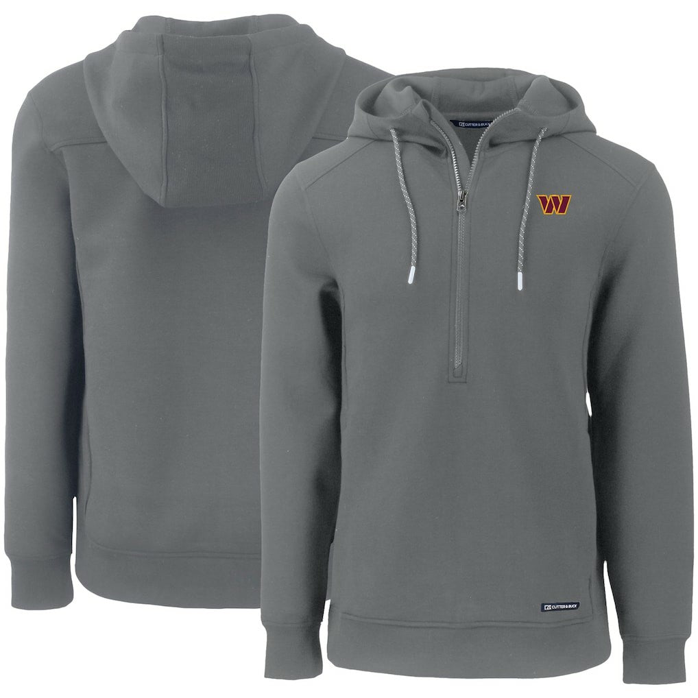 Washington Commanders Cutter & Buck Primary Mark Roam Eco Recycled Half-Zip Pullover Hoodie - Gray on sale