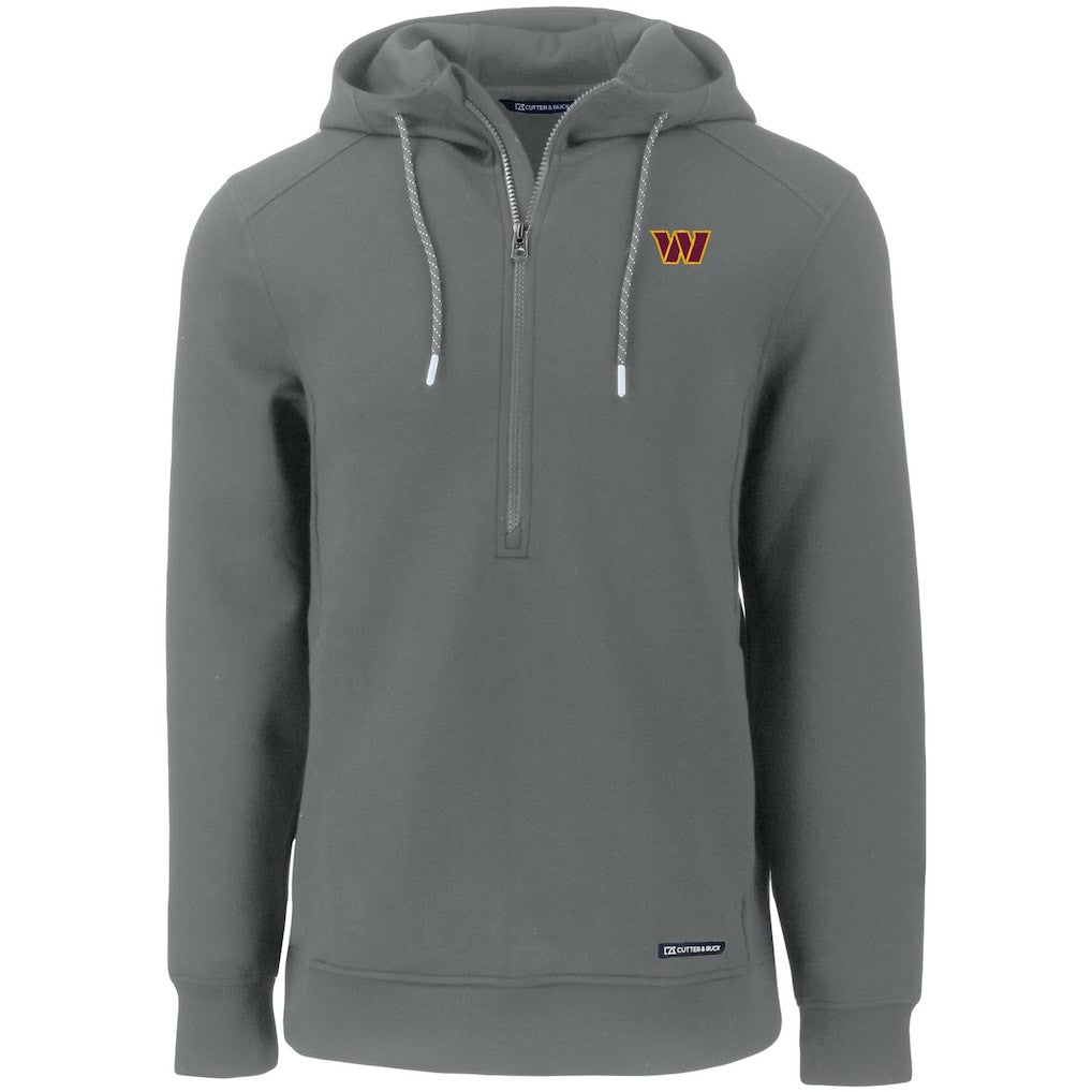 Washington Commanders Cutter & Buck Primary Mark Roam Eco Recycled Half-Zip Pullover Hoodie - Gray on sale