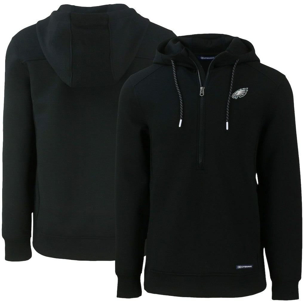 Philadelphia Eagles Cutter & Buck Primary Mark Roam Eco Recycled Half-Zip Pullover Hoodie - Black for sale