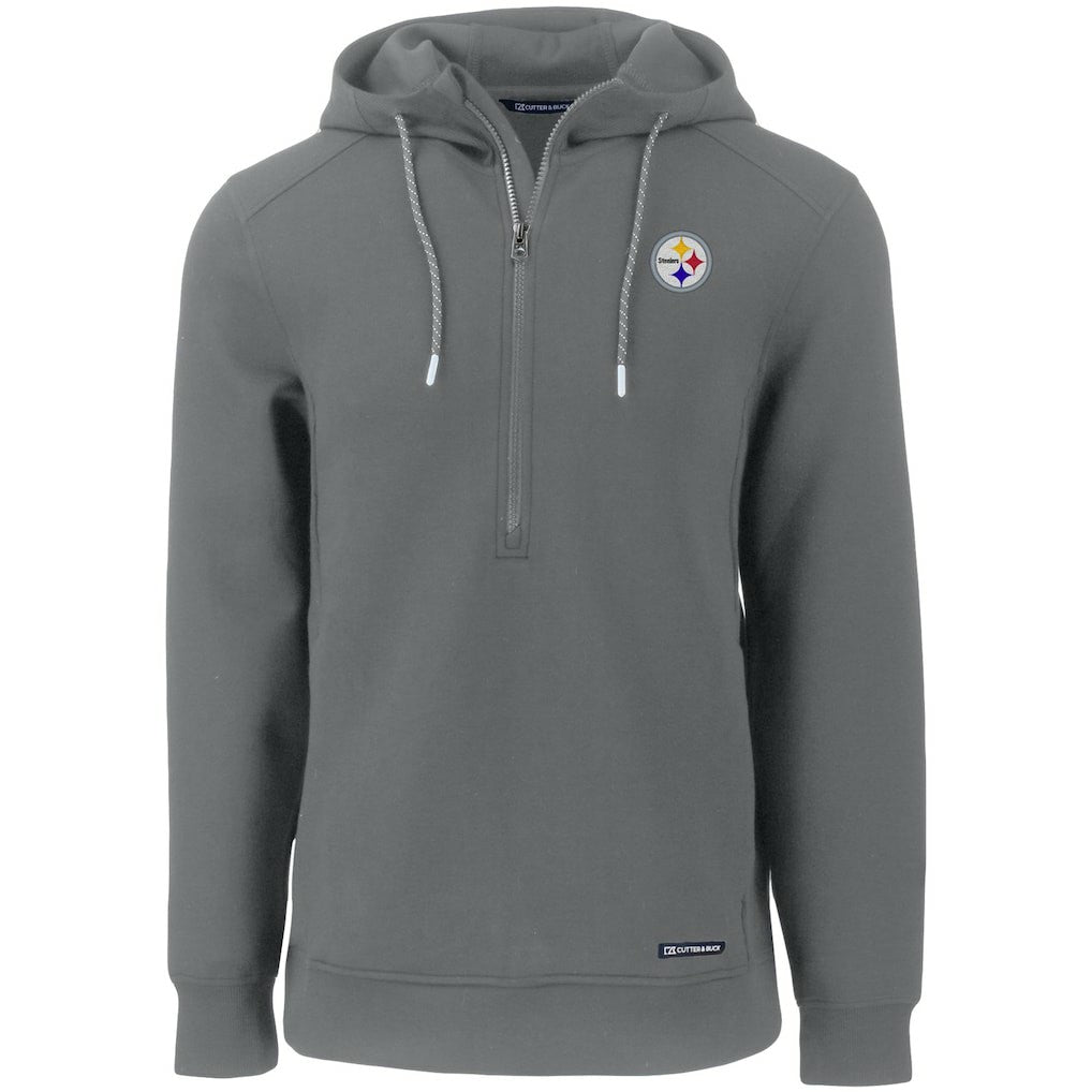 Pittsburgh Steelers Cutter & Buck Primary Mark Roam Eco Recycled Half-Zip Pullover Hoodie - Gray for sale