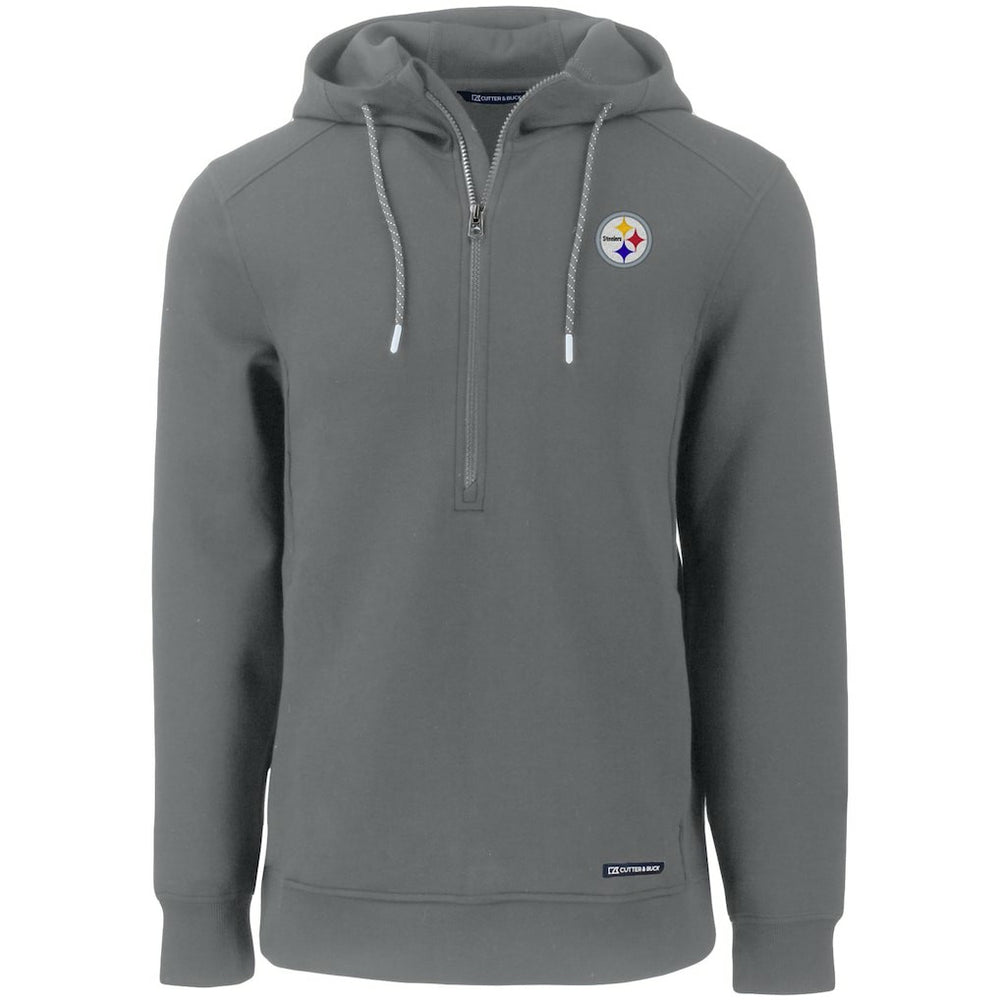 Pittsburgh Steelers Cutter & Buck Primary Mark Roam Eco Recycled Half-Zip Pullover Hoodie - Gray for sale