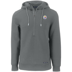 Pittsburgh Steelers Cutter & Buck Primary Mark Roam Eco Recycled Half-Zip Pullover Hoodie - Gray for sale