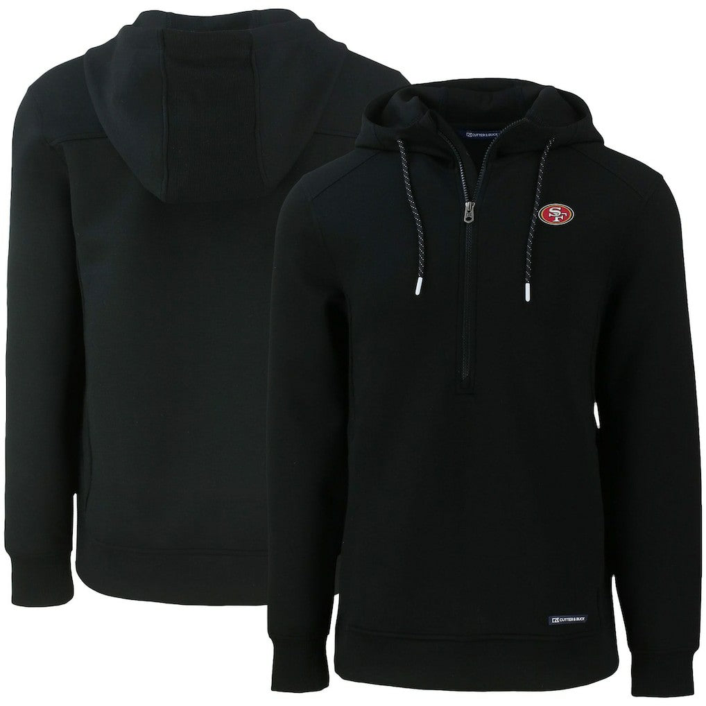 San Francisco 49ers Cutter & Buck Primary Mark Roam Eco Recycled Half-Zip Pullover Hoodie - Black for sale