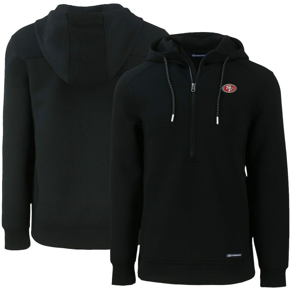 San Francisco 49ers Cutter & Buck Primary Mark Roam Eco Recycled Half-Zip Pullover Hoodie - Black for sale