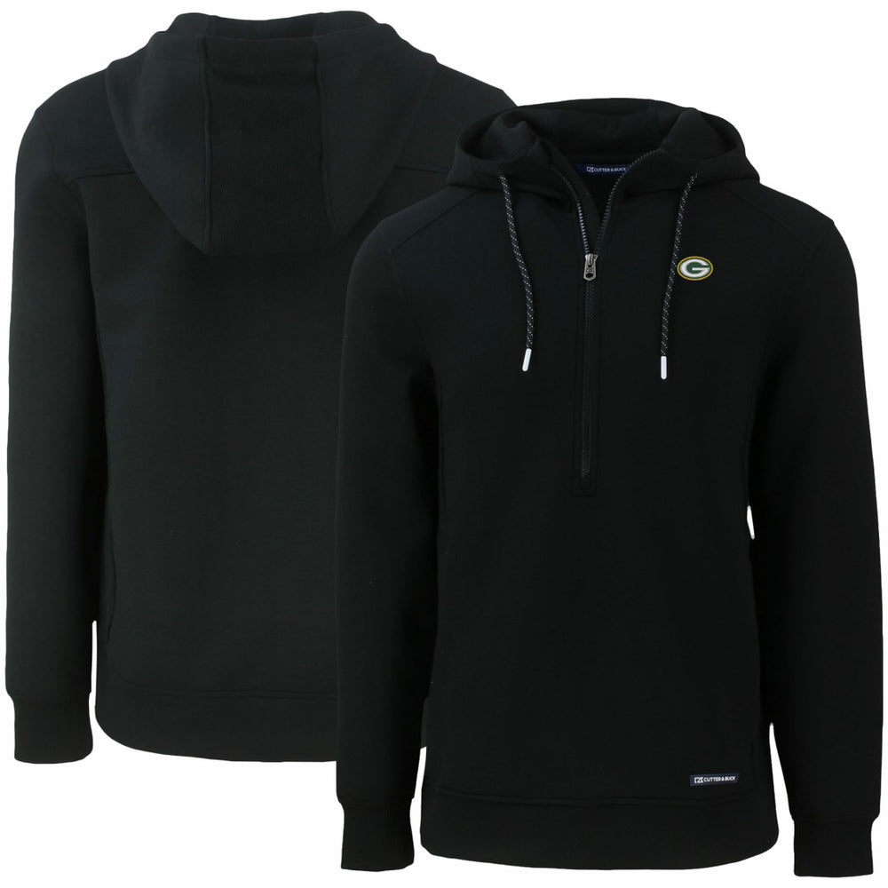 Green Bay Packers Cutter & Buck Primary Mark Roam Eco Recycled Half-Zip Pullover Hoodie - Black on sale