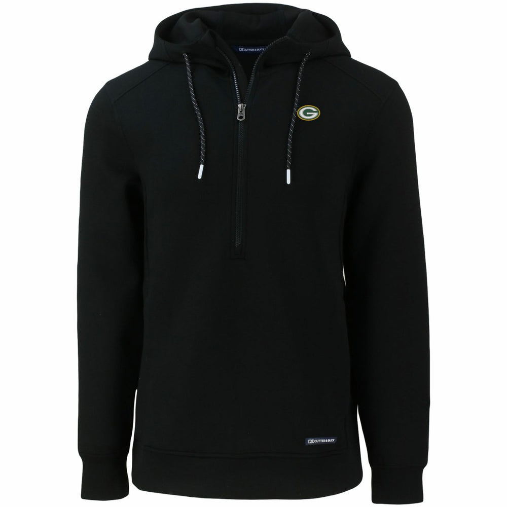 Green Bay Packers Cutter & Buck Primary Mark Roam Eco Recycled Half-Zip Pullover Hoodie - Black on sale