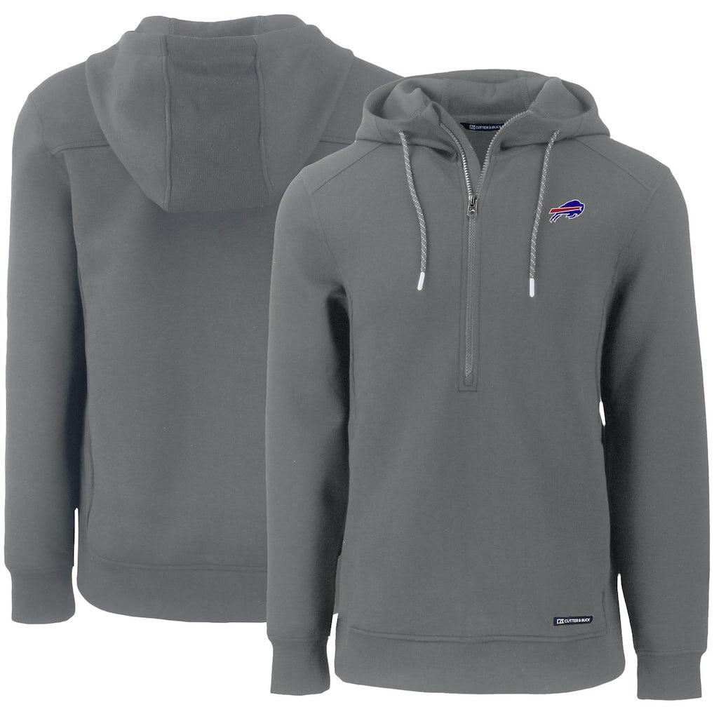 Buffalo Bills Cutter & Buck Primary Mark Roam Eco Recycled Half-Zip Pullover Hoodie - Gray cheap