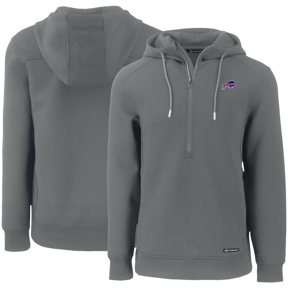 Buffalo Bills Cutter & Buck Primary Mark Roam Eco Recycled Half-Zip Pullover Hoodie - Gray cheap
