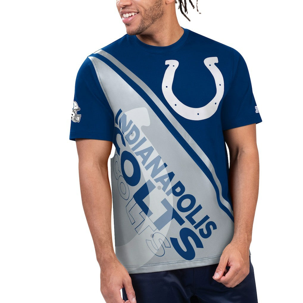 Indianapolis Colts Starter Finish Line Extreme Graphic T-Shirt - Royal/White online