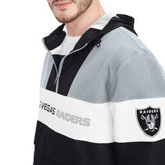 Las Vegas Raiders Tommy Hilfiger Enzo Half-Zip Hoodie Jacket - Black/Silver discount