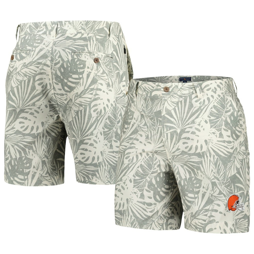 Cleveland Browns Margaritaville Sandwashed Monstera Print Amphib Shorts - Gray for sale