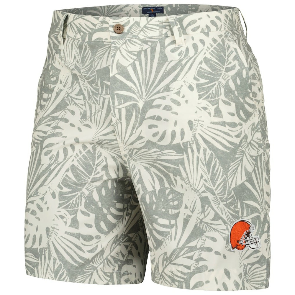 Cleveland Browns Margaritaville Sandwashed Monstera Print Amphib Shorts - Gray for sale