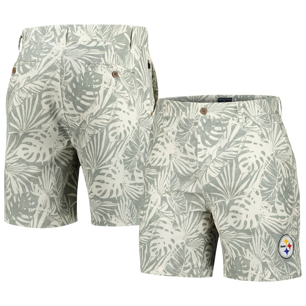 Pittsburgh Steelers Margaritaville Sandwashed Monstera Print Amphib Shorts - Gray cheap