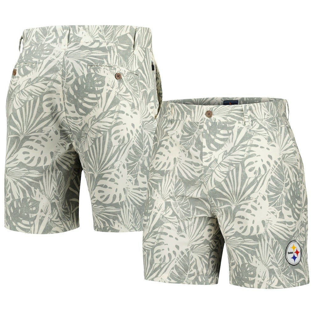 Pittsburgh Steelers Margaritaville Sandwashed Monstera Print Amphib Shorts - Gray cheap