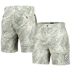 Pittsburgh Steelers Margaritaville Sandwashed Monstera Print Amphib Shorts - Gray cheap