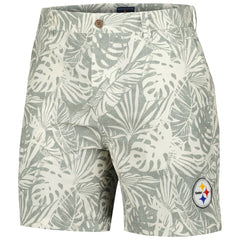 Pittsburgh Steelers Margaritaville Sandwashed Monstera Print Amphib Shorts - Gray cheap