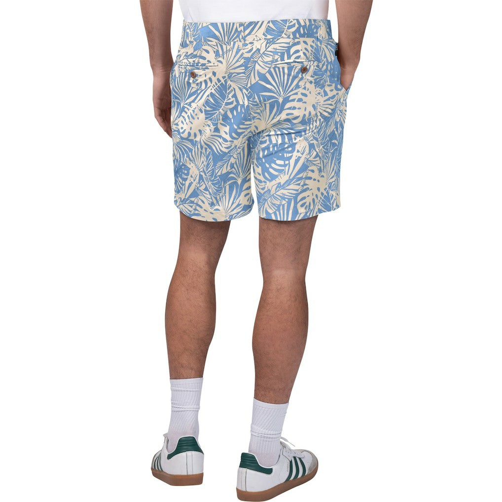 New York Giants Margaritaville Sandwashed Monstera Print Amphib Shorts - Royal discount