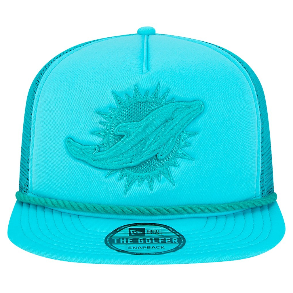 New Era Miami Dolphins Aqua Active Tone Golfer Snapback Hat on sale