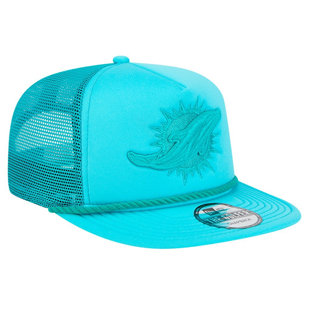 New Era Miami Dolphins Aqua Active Tone Golfer Snapback Hat on sale