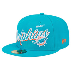 Miami Dolphins New Era Script Sided 59FIFTY Fitted Hat - Aqua cheap