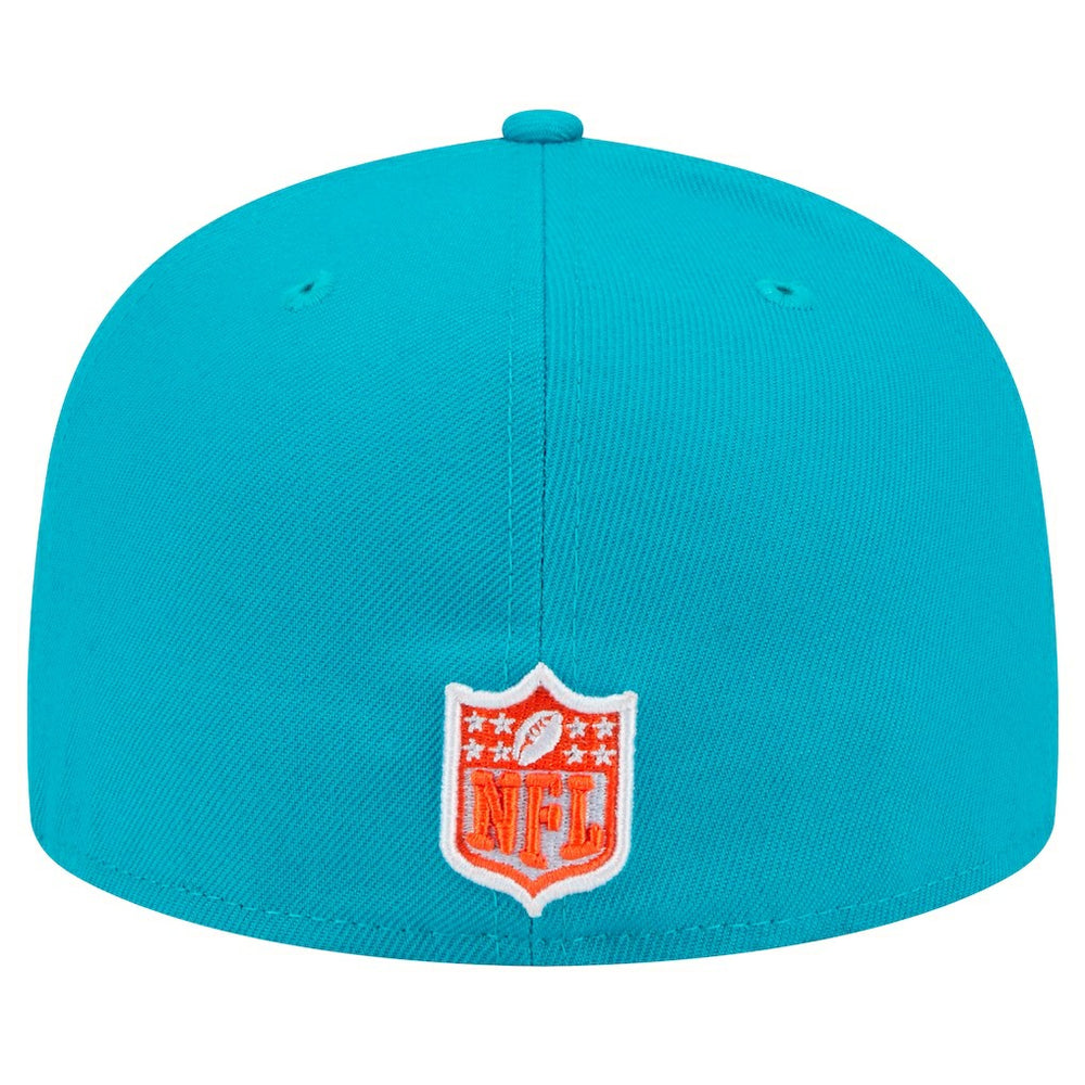 Miami Dolphins New Era Script Sided 59FIFTY Fitted Hat - Aqua cheap