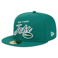 New York Jets New Era Script Sided 59FIFTY Fitted Hat - Green for sale