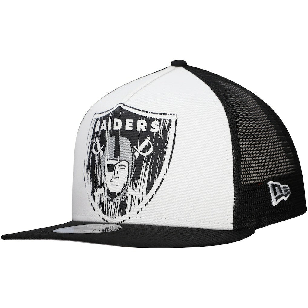 New Era Las Vegas Raiders Distressed 9FIFTY A-Frame Snapback Hat - White/Black for sale
