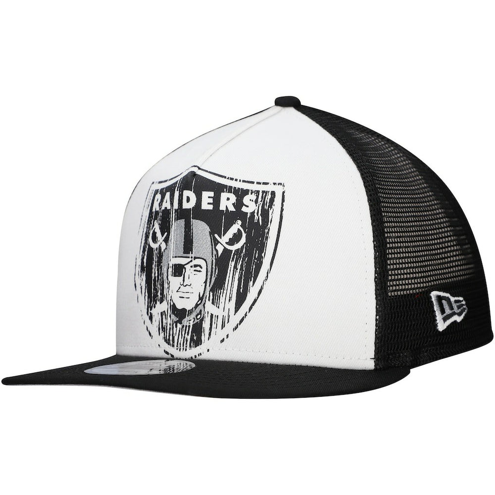 New Era Las Vegas Raiders Distressed 9FIFTY A-Frame Snapback Hat - White/Black for sale