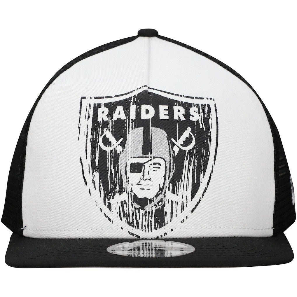 New Era Las Vegas Raiders Distressed 9FIFTY A-Frame Snapback Hat - White/Black for sale