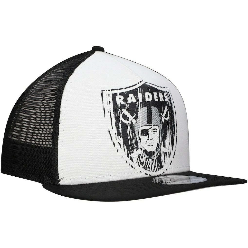 New Era Las Vegas Raiders Distressed 9FIFTY A-Frame Snapback Hat - White/Black for sale
