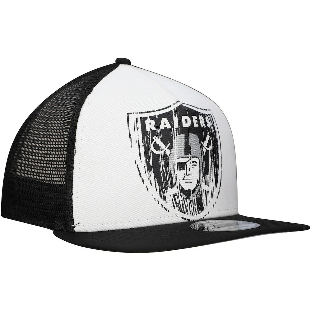 New Era Las Vegas Raiders Distressed 9FIFTY A-Frame Snapback Hat - White/Black for sale