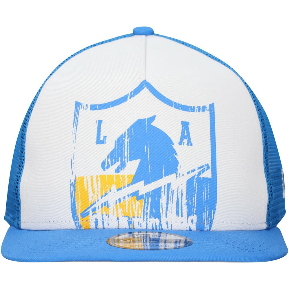 New Era Los Angeles Chargers Distressed 9FIFTY A-Frame Snapback Hat - White/Powder Blue discount