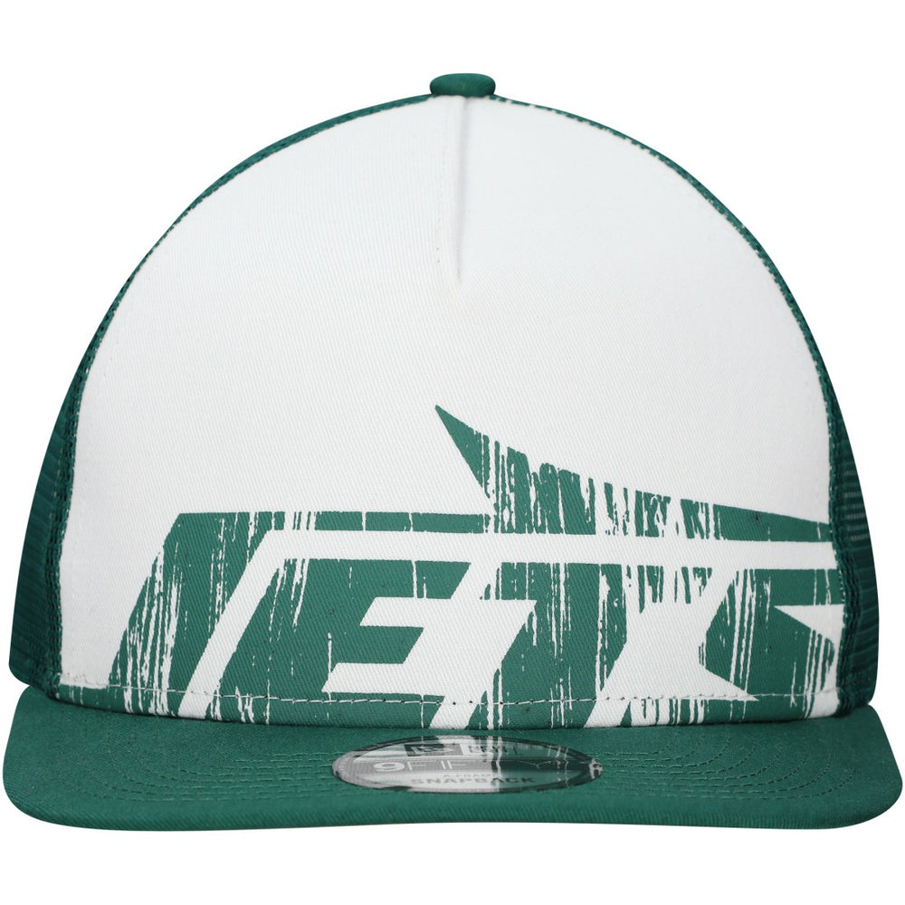 New Era New York Jets Distressed 9FIFTY A-Frame Snapback Hat - White/Green for sale