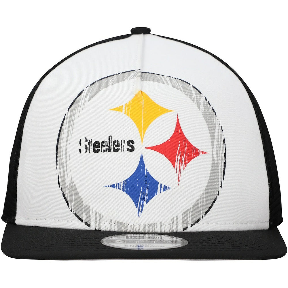 New Era Pittsburgh Steelers Distressed 9FIFTY A-Frame Snapback Hat - White/Black outlet
