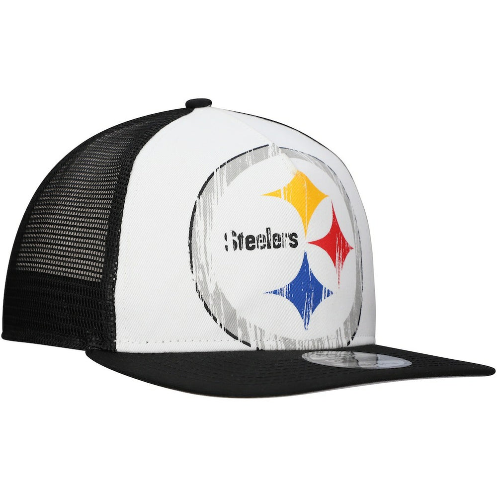 New Era Pittsburgh Steelers Distressed 9FIFTY A-Frame Snapback Hat - White/Black outlet