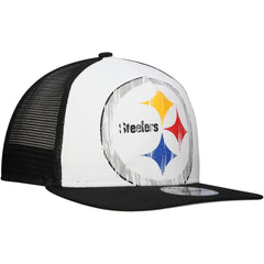 New Era Pittsburgh Steelers Distressed 9FIFTY A-Frame Snapback Hat - White/Black outlet