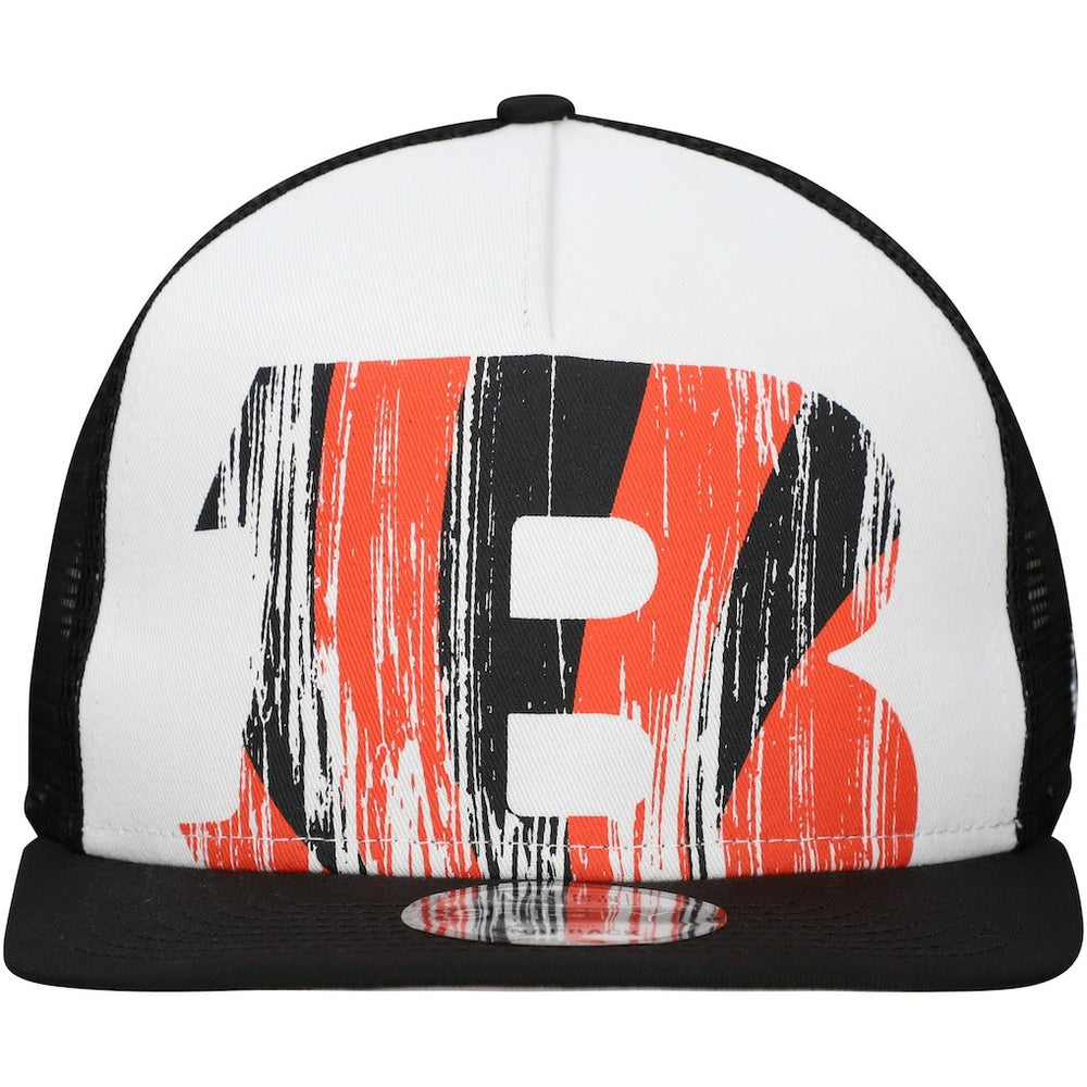 New Era Cincinnati Bengals Distressed 9FIFTY A-Frame Snapback Hat - White/Black on sale