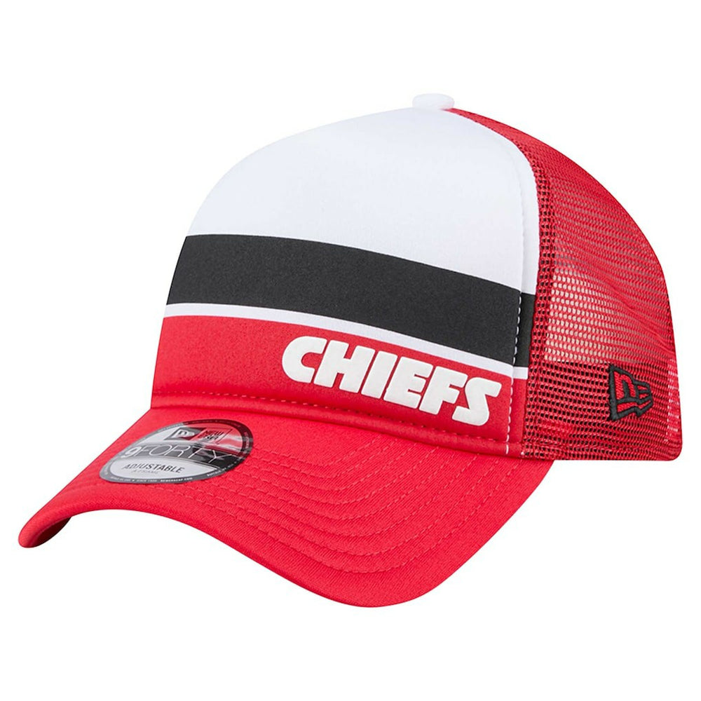 Kansas City Chiefs New Era Sport Night Color Block 9FORTY A-Frame Trucker Adjustable Hat - White/Red online