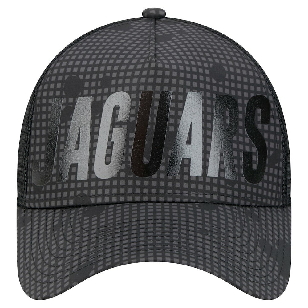 Jacksonville Jaguars New Era Midnight Ink Tonal Text A-Frame Trucker 9FORTY Adjustable Hat - Black discount