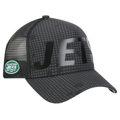 New York Jets New Era Throwback Midnight Ink Tonal Text A-Frame Trucker 9FORTY Adjustable Hat - Black cheap