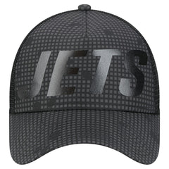 New York Jets New Era Throwback Midnight Ink Tonal Text A-Frame Trucker 9FORTY Adjustable Hat - Black cheap