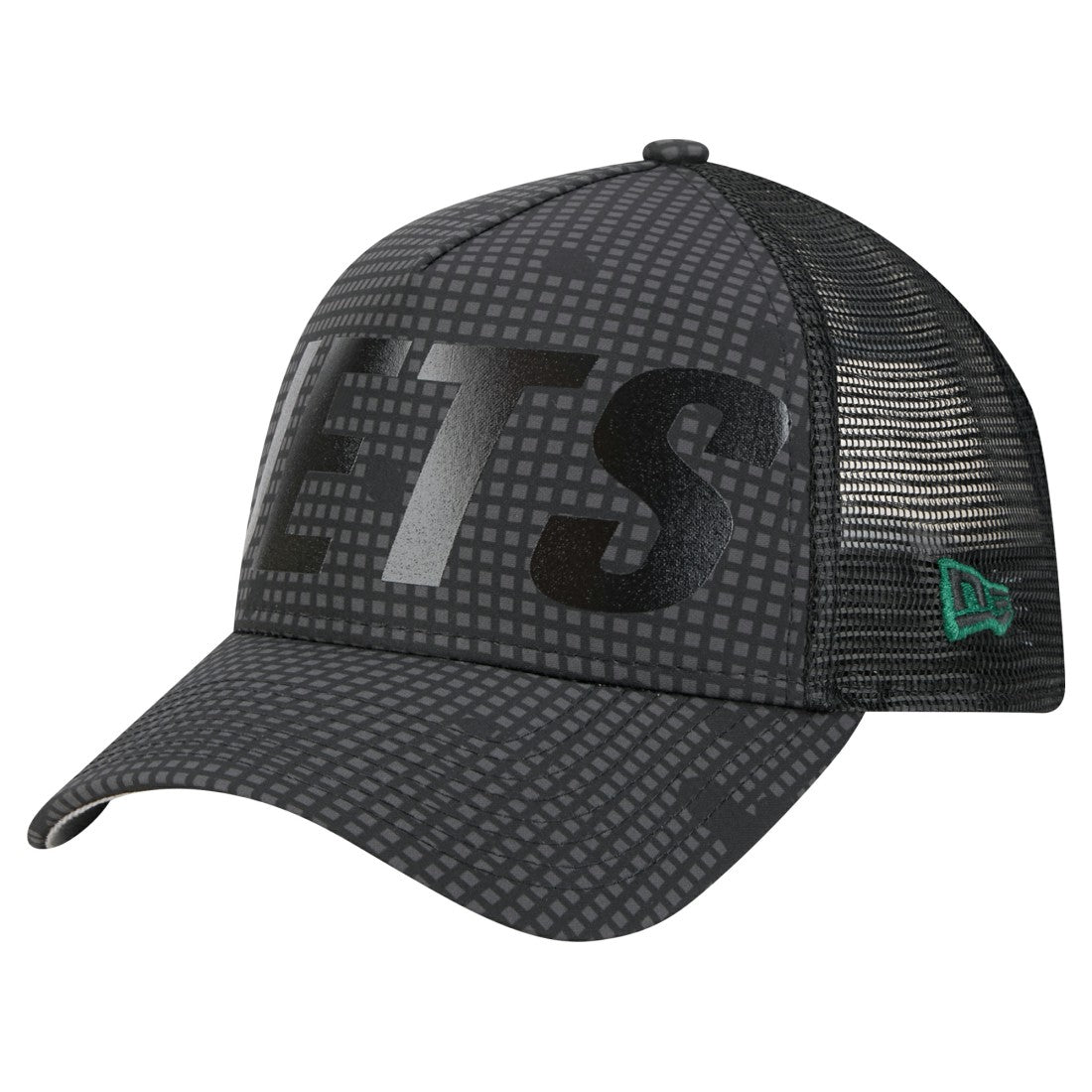 New York Jets New Era Throwback Midnight Ink Tonal Text A-Frame Trucker 9FORTY Adjustable Hat - Black cheap