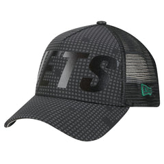 New York Jets New Era Throwback Midnight Ink Tonal Text A-Frame Trucker 9FORTY Adjustable Hat - Black cheap