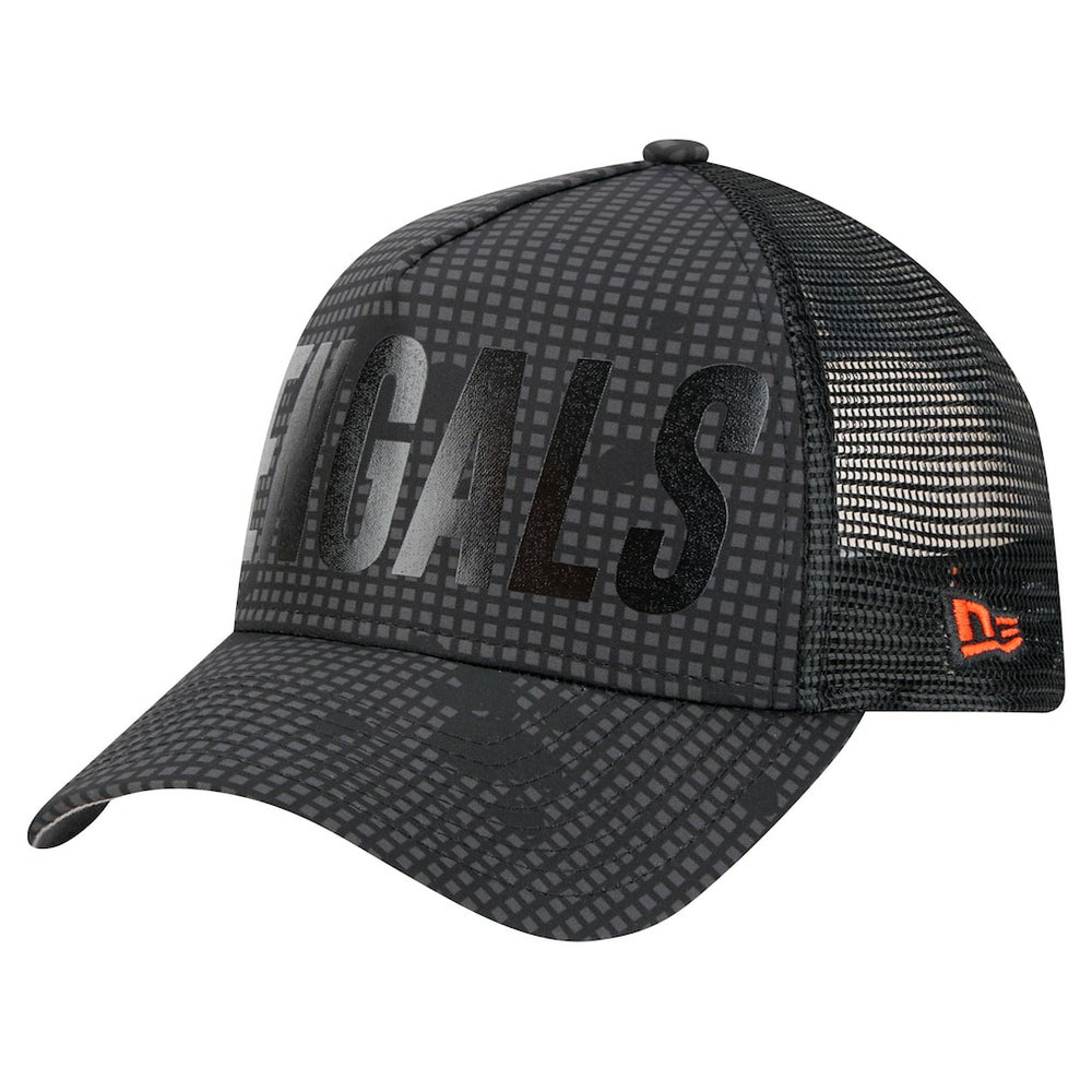 Cincinnati Bengals New Era Midnight Ink Tonal Text A-Frame Trucker 9FORTY Adjustable Hat - Black on sale