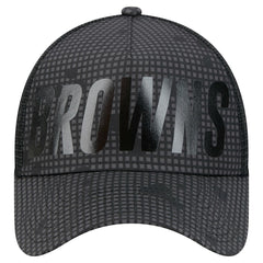 Cleveland Browns New Era Throwback Midnight Ink Tonal Text A-Frame Trucker 9FORTY Adjustable Hat - Black on sale