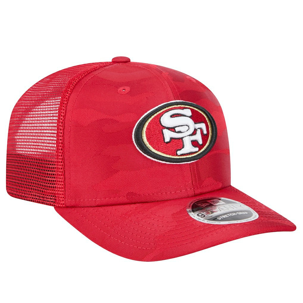 San Francisco 49ers New Era Adventure Camo Trucker 9SEVENTY Stretch-Snap Adjustable Hat - Scarlet sale
