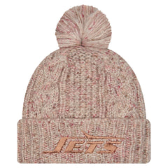 New York Jets New Era Women's Trendy Tone Cuffed Knit Hat with Pom - Stone cheap