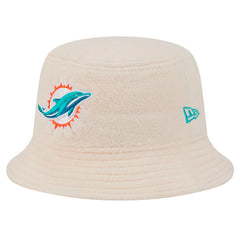 Miami Dolphins New Era Women's Cozy Sherpa Bucket Hat - Cream on sale